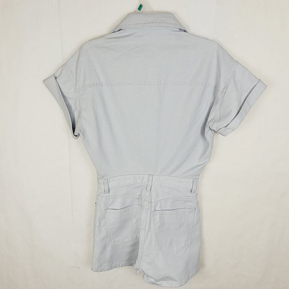 New Zara shimmer blue denim romper size XS futuristic glam retro - Picture 2 of 9